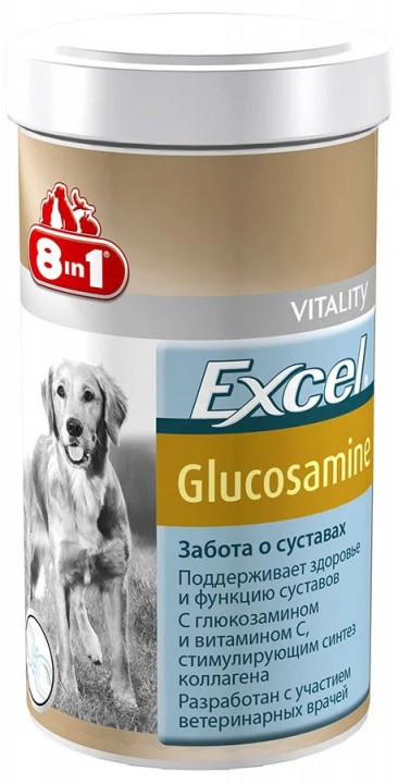 8в1 Exel Glucosamine з вітаміном С та глюкозаміном  для зміцнення суглобів собак, 110т/уп